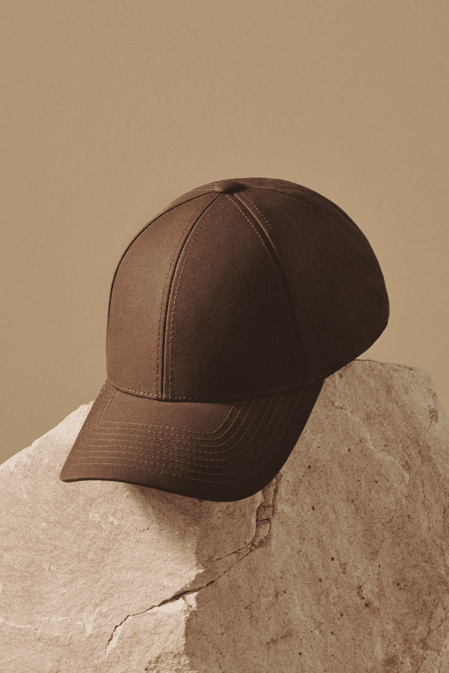 A brown legacy structured oilskin cap from varsity headwear