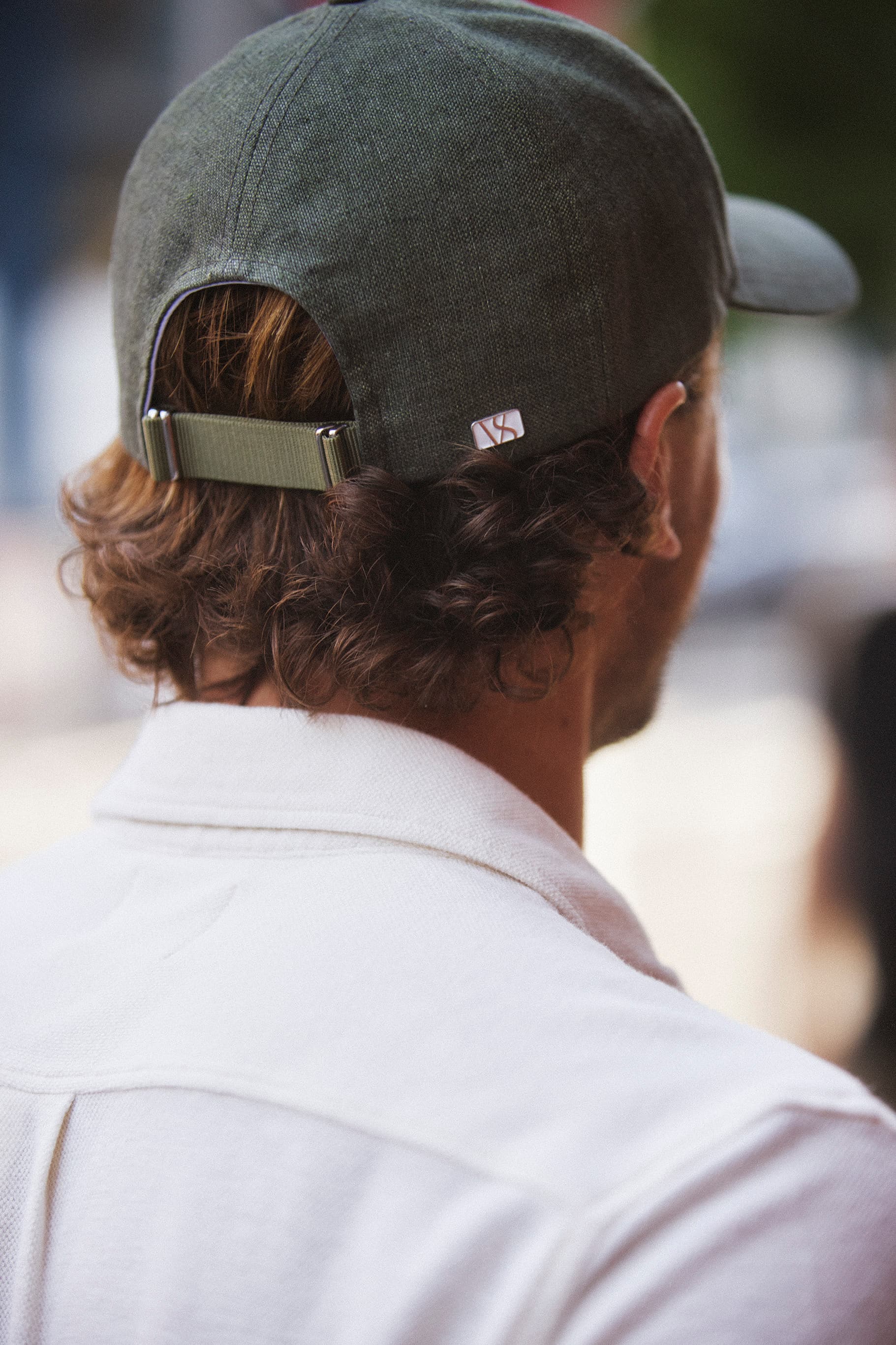 Back view of varsity headwear cap french linen