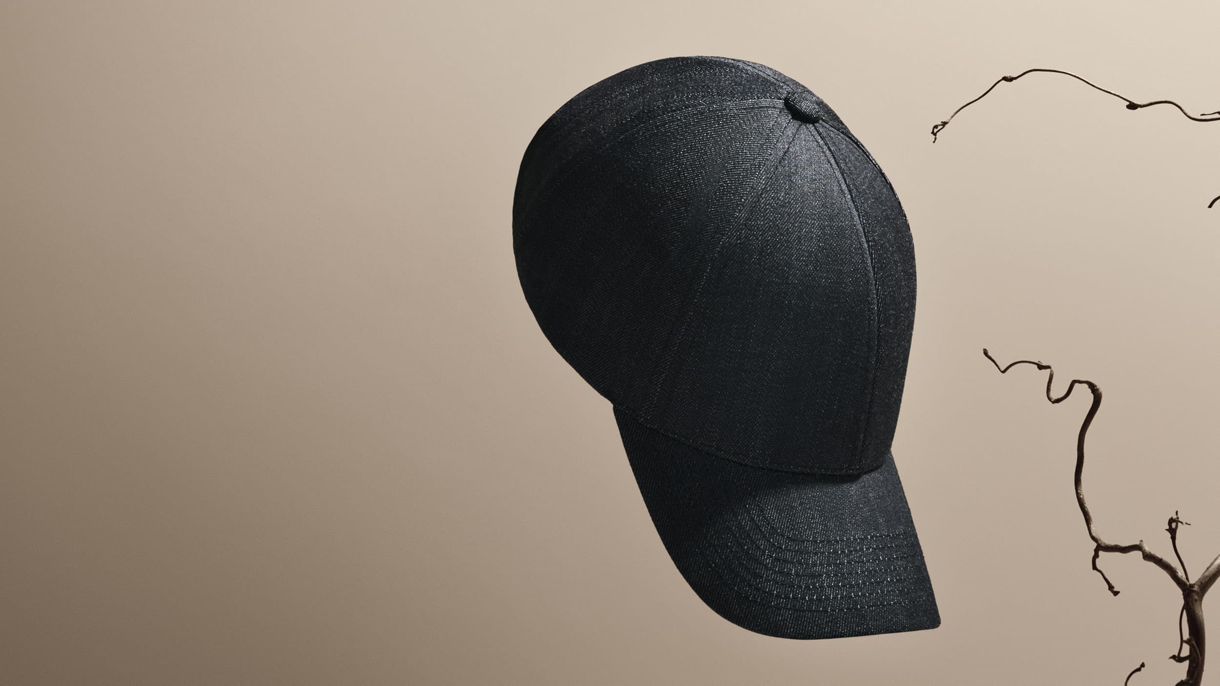 Front view of Japanese denim cap in Raw Indigo from Varsity Headwear