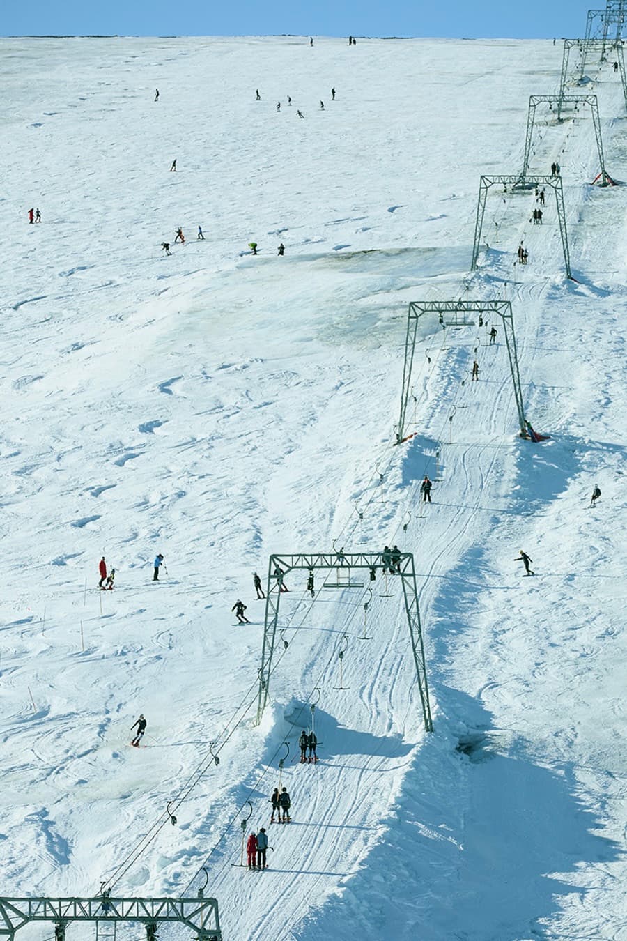 View of ski slopes at galdhøpiggen in Norway