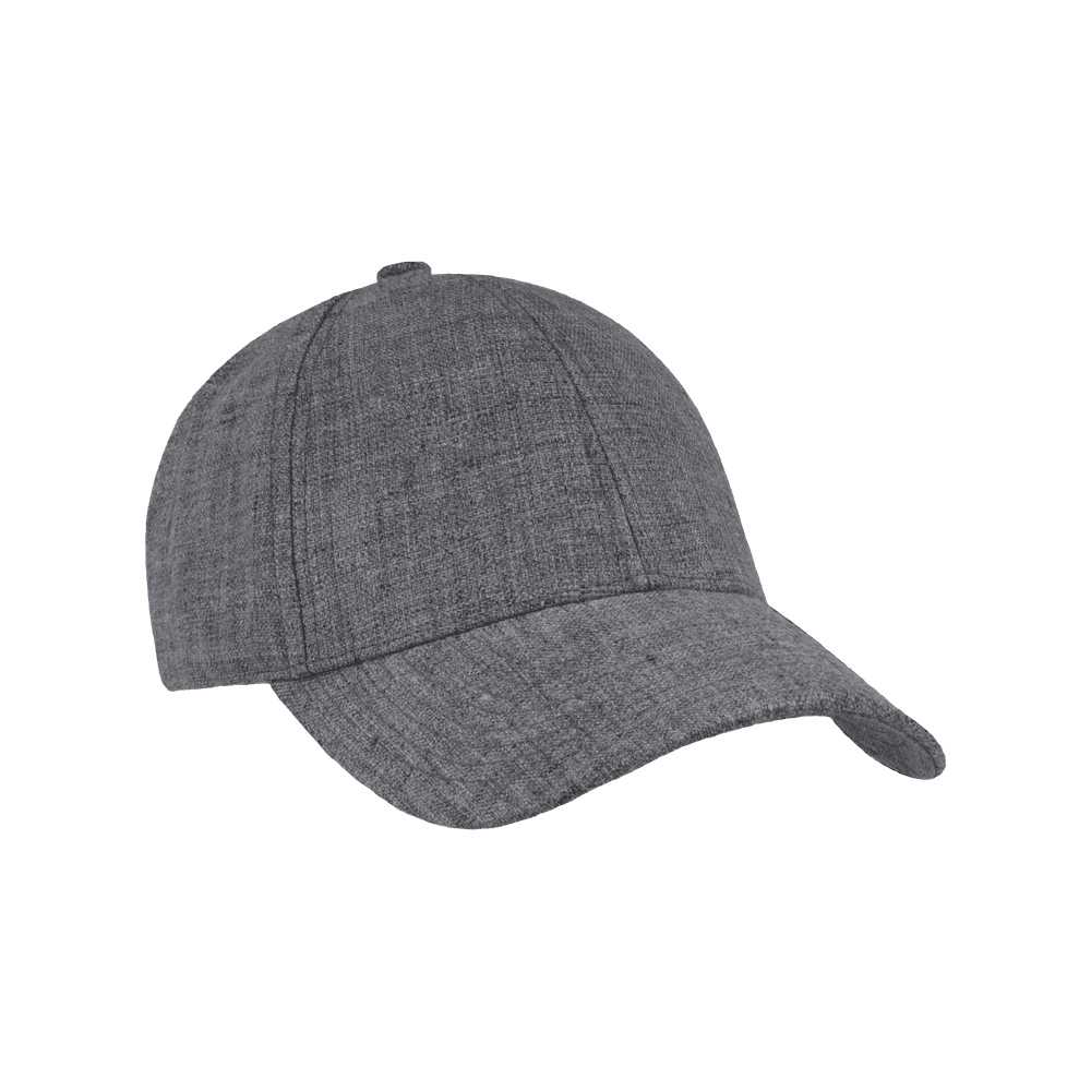Front view of a Varsity Headwear Legacy structured pebble grey baseball cap in Italian linen