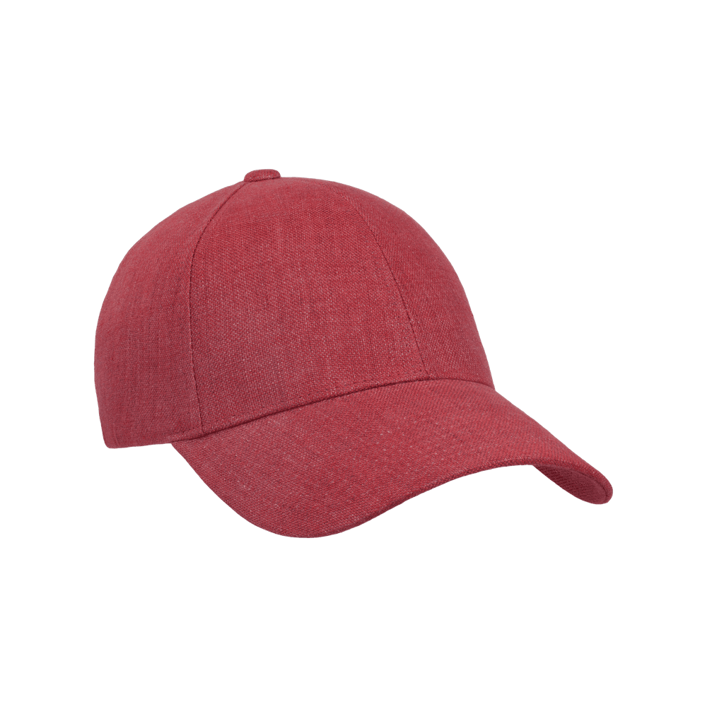 Front view of a amaranth red legacy structured baseball cap in Italian linen from Varsity Headwear