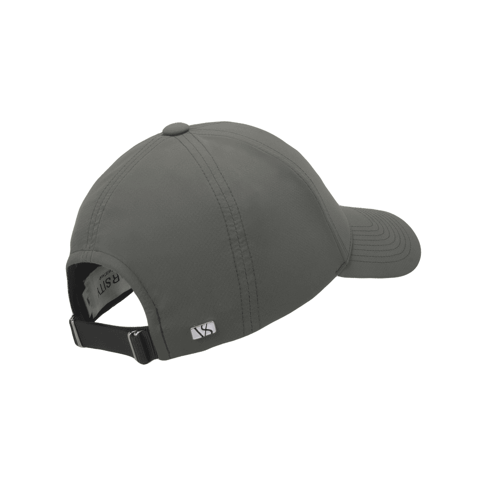 Back view of a Varsity Headwear legacy structured active tech grey baseball cap