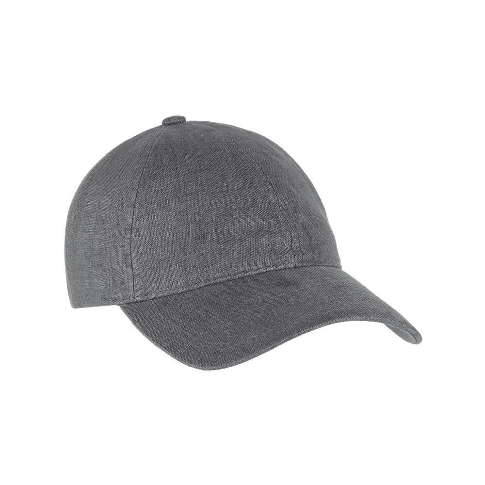 Front view of a cliff grey legacy soft baseball cap in Italian linen from Varsity Headwear