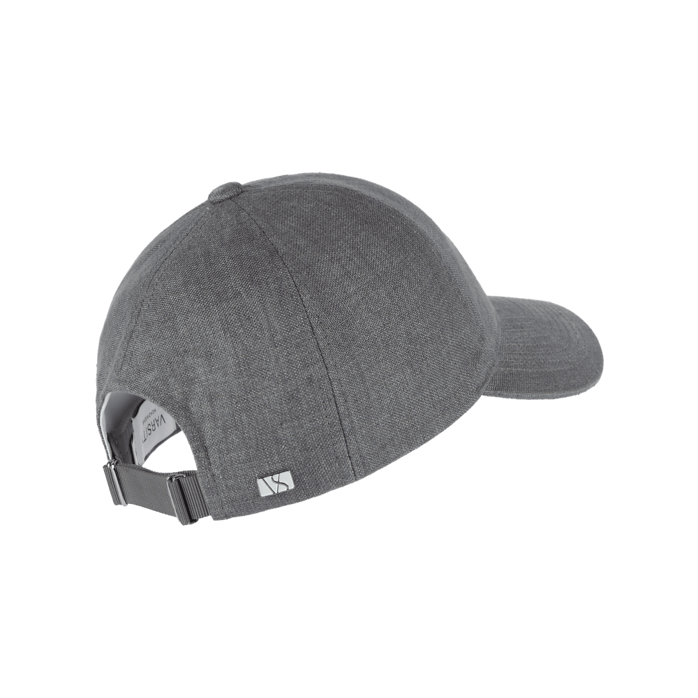 Back view of a cliff grey legacy soft baseball cap in Italian linen from Varsity Headwear