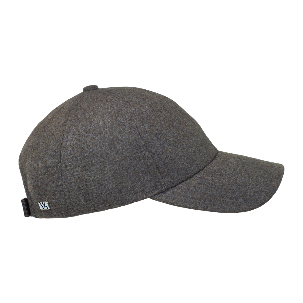 Side view of a Varsity Headwear legacy soft virgin wool taupe brown baseball cap