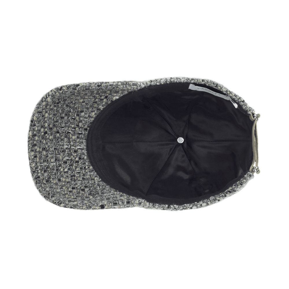 Inside view of a Varsity Headwear legacy structured virgin wool misty grey baseball cap