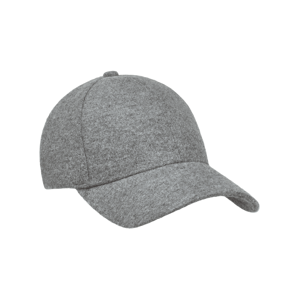 Front view of a Varsity Headwear legacy structured virgin wool clay grey baseball cap