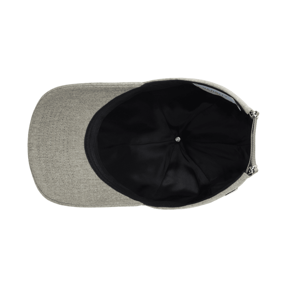 Inside view of a Varsity Headwear legacy structured virgin wool umber beige baseball cap