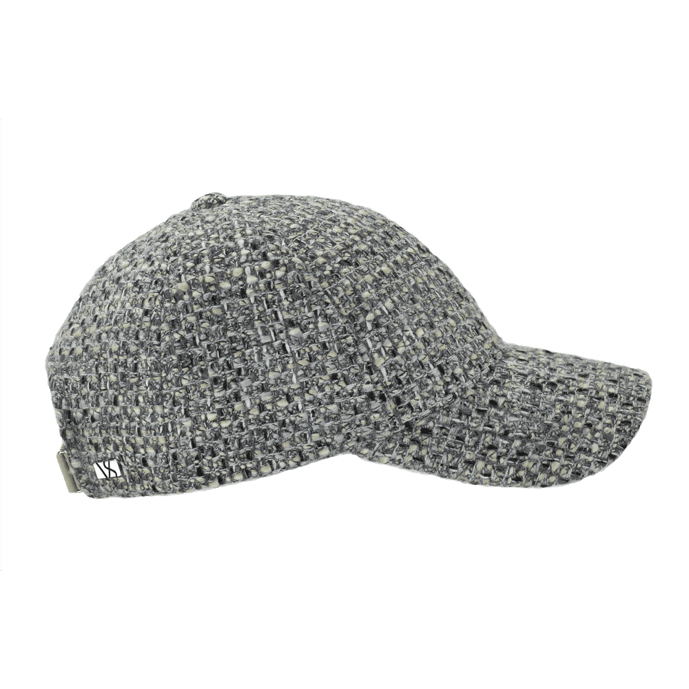 Side view of a Varsity Headwear legacy structured virgin wool misty grey baseball cap