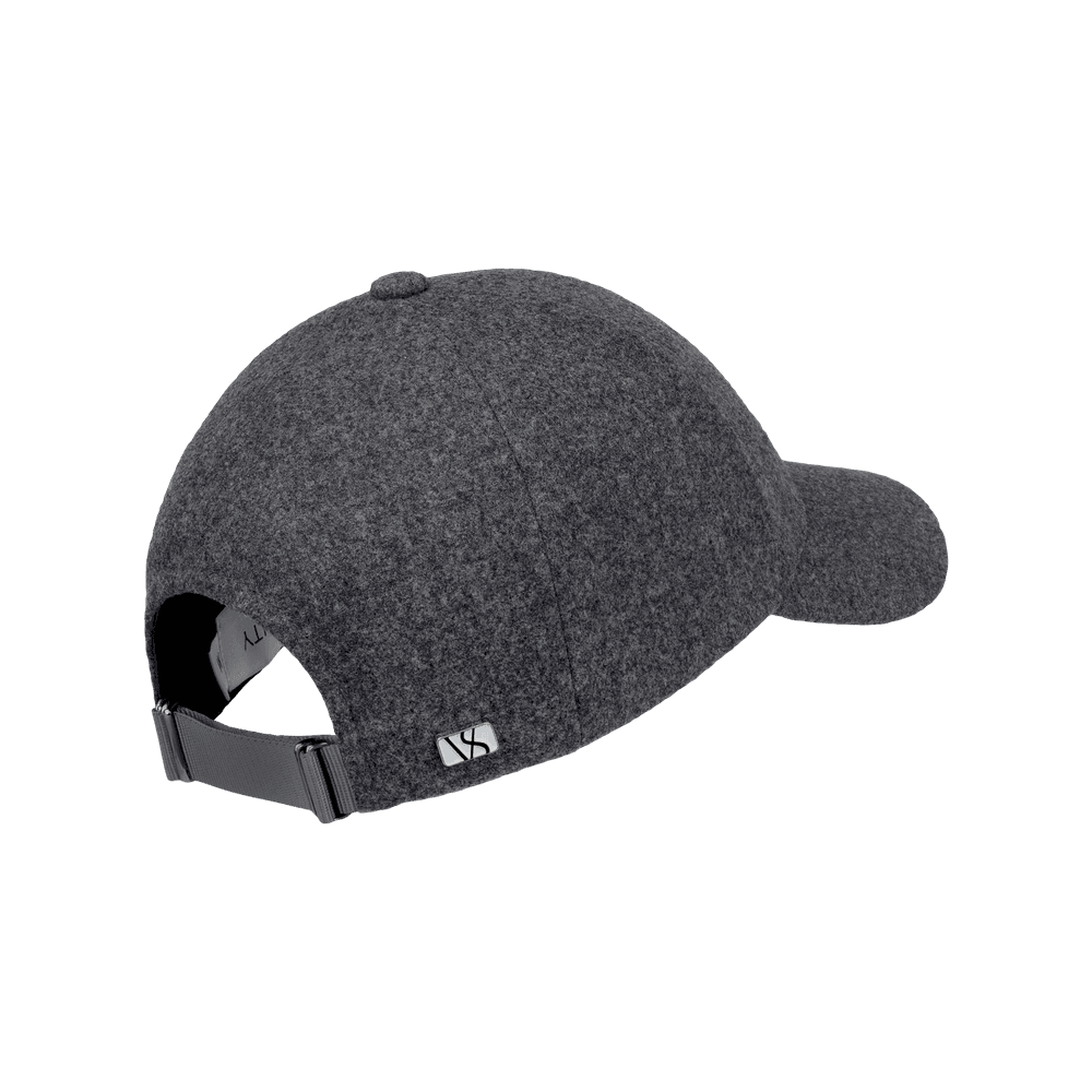 Back view of a Varsity Headwear legacy structured merino wool granite grey baseball cap