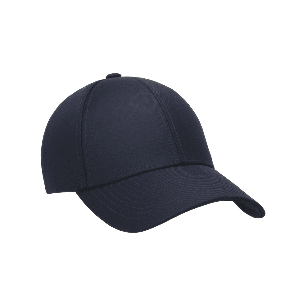 Front view of a Varsity Headwear legacy structured wool tech navy baseball cap