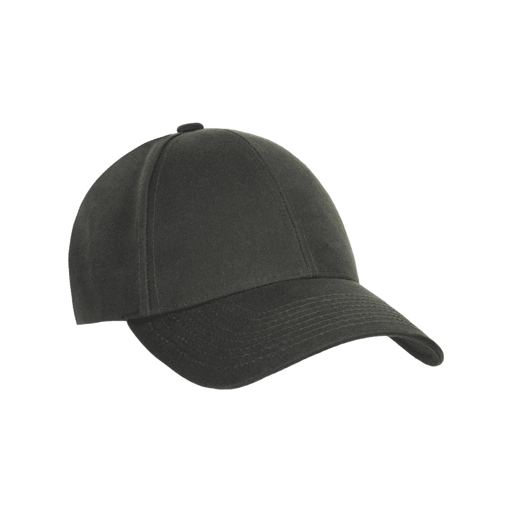 Front view of a Varsity Headwear legacy structured oilskin ivy green baseball cap