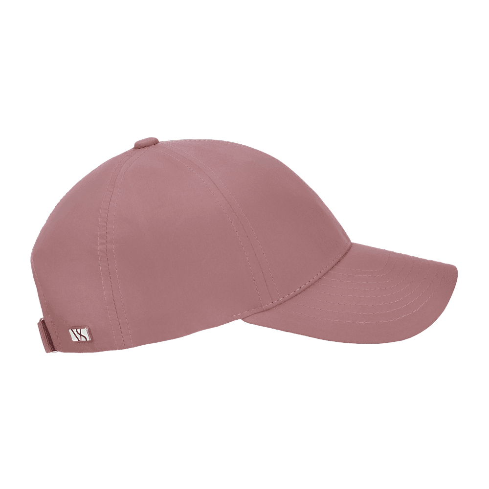 Side view of a Varsity Headwear legacy structured athletic sport dust pink baseball cap
