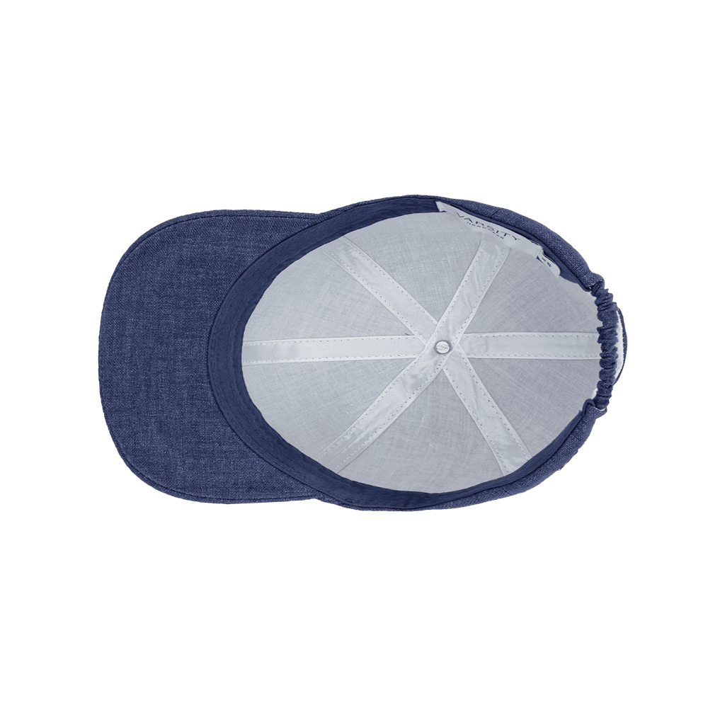 Inside view of a Varsity Headwear linen oxford blue kids baseball cap