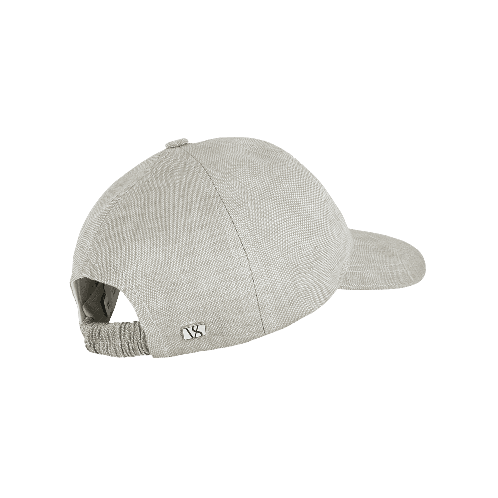 Back view of a Varsity Headwear linen kids baseball cap, shown in color hampton beige
