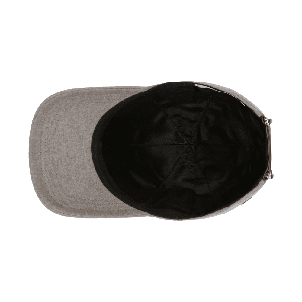 Inside view of a Varsity Headwear legacy structured cashmere marble beige baseball cap 