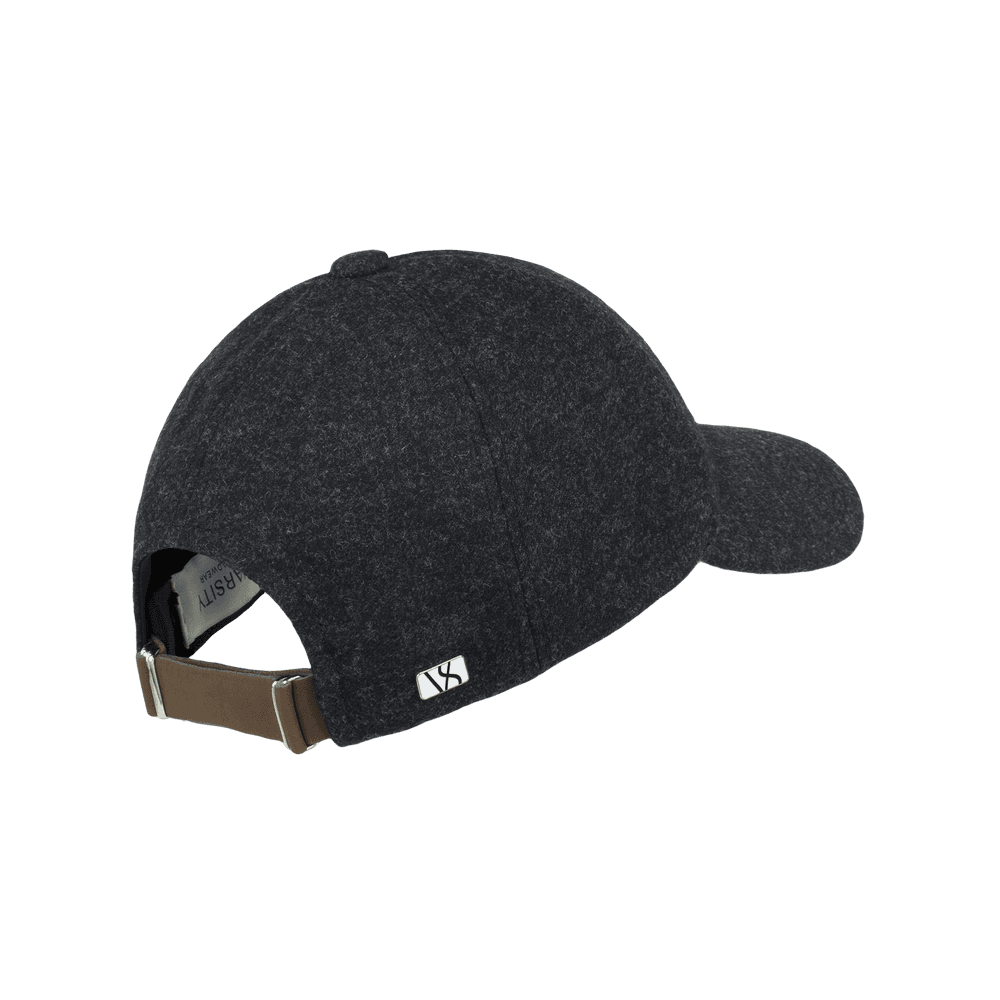 Back view of a Varsity Headwear legacy structured cashmere dark grey baseball cap