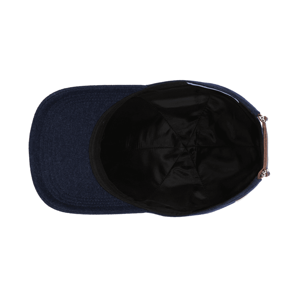 Inside view of a Varsity Headwear legacy structured cashmere royal blue baseball cap 