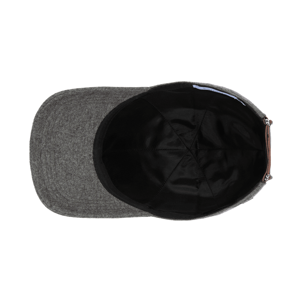 Inside view of a Varsity Headwear legacy structured cashmere flint grey baseball cap 