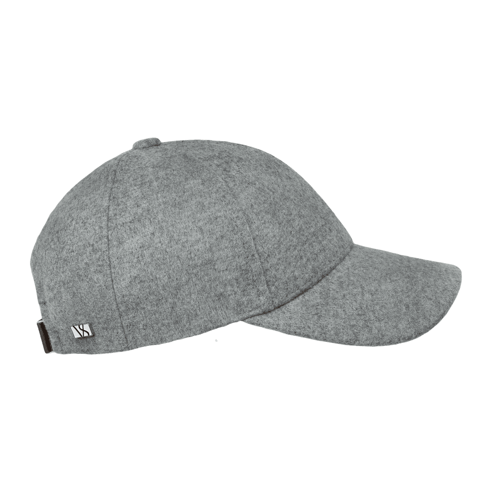 Side view of a Varsity Headwear legacy structured cashmere clay grey baseball cap