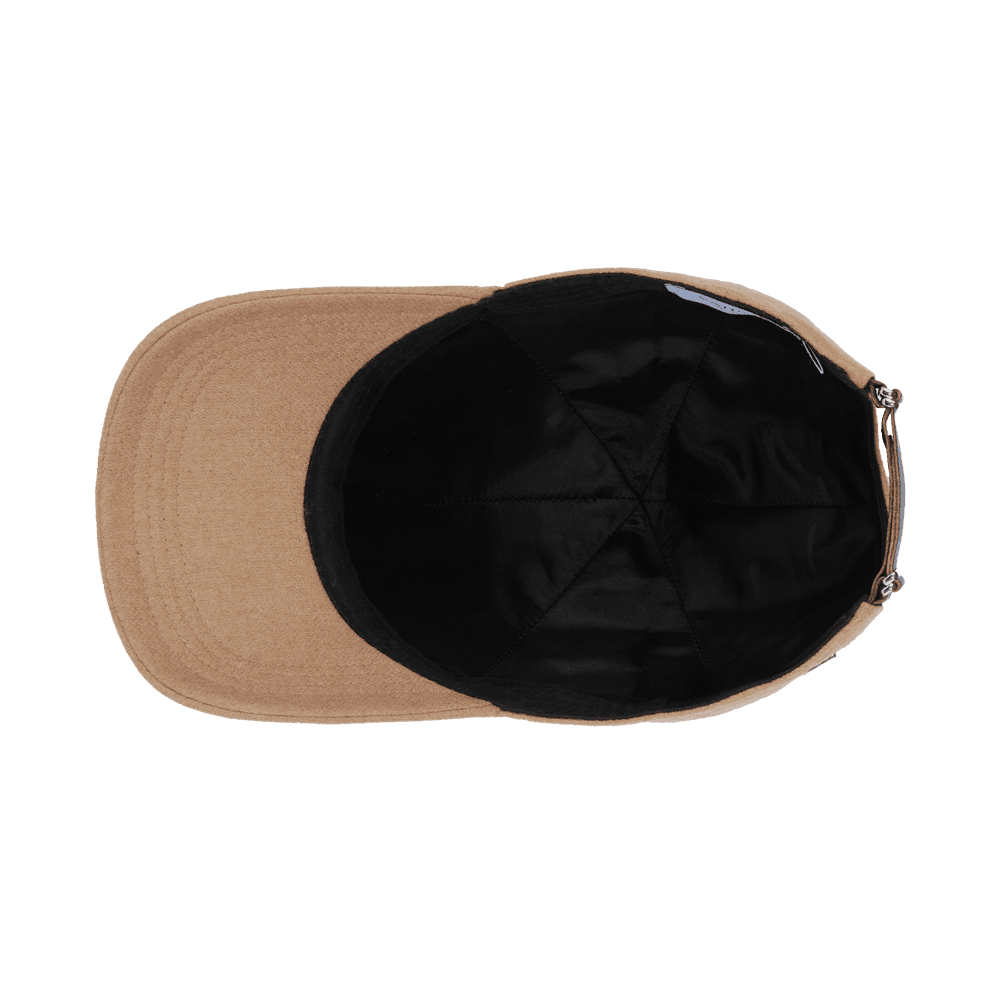 Inside view of a Varsity Headwear legacy structured camel hair baseball cap