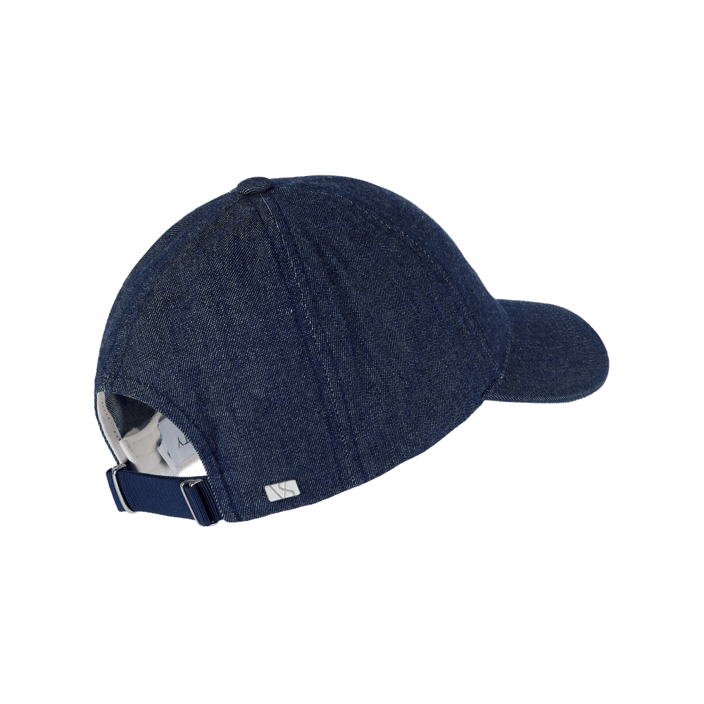 Back view of a blue legacy soft denim baseball cap from Varsity Headwear