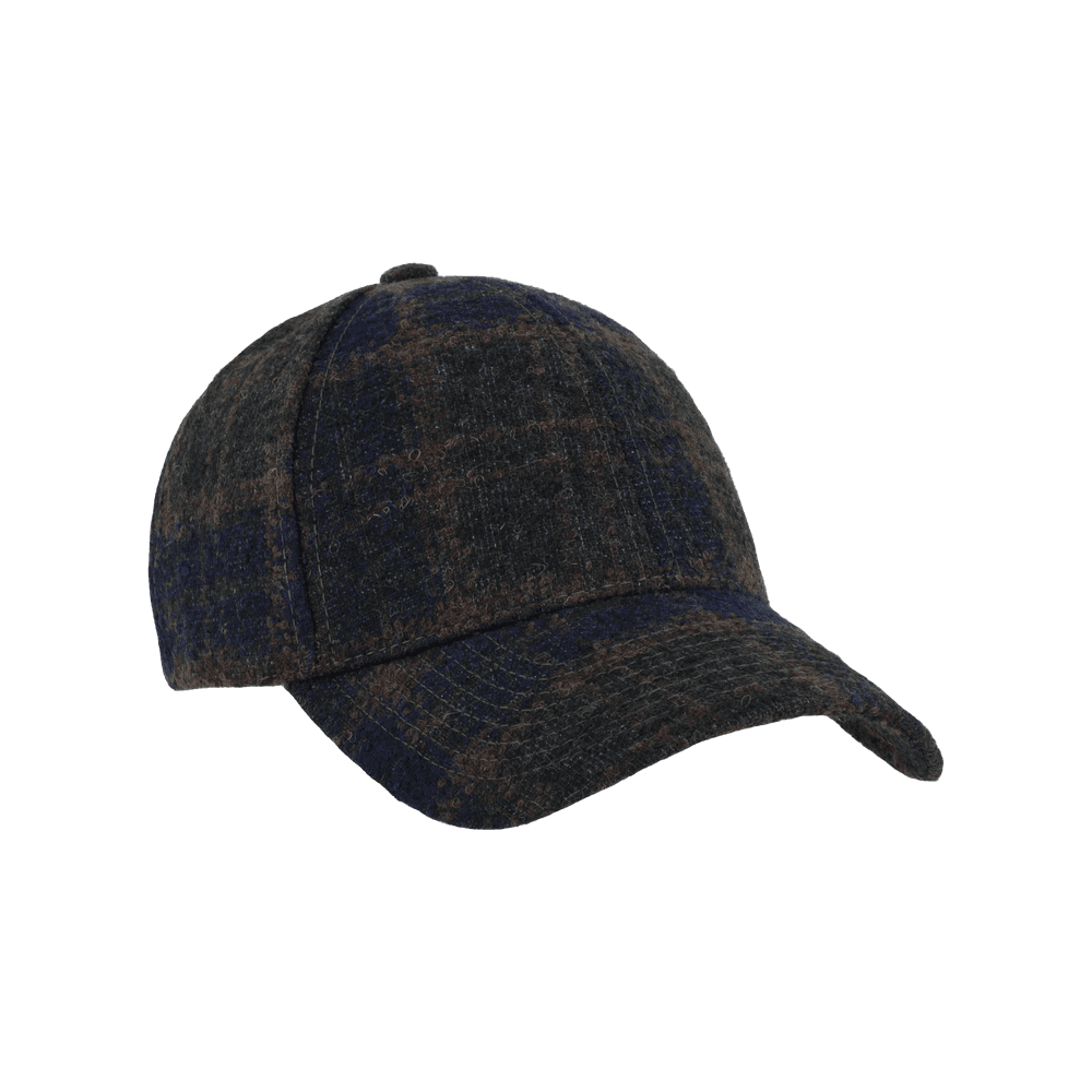 Front view of a green check legacy structured baseball cap in Alpaca wool from Varsity Headwear