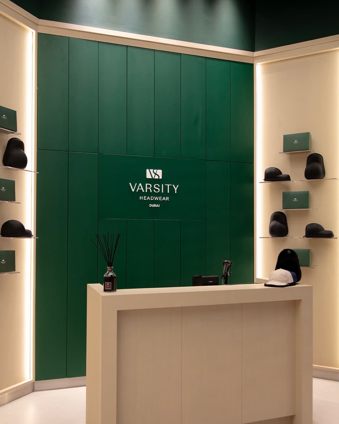 Inside view of Varsity Headwear store in Dubai Mall