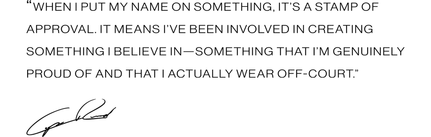 Quote from Casper Ruud on the collaboration with Varsity Headwear