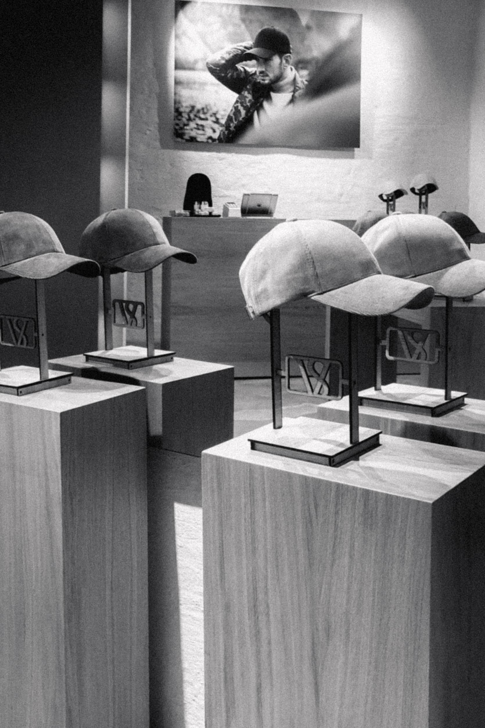 Caps displayed inside Varsity Headwears first Oslo Store