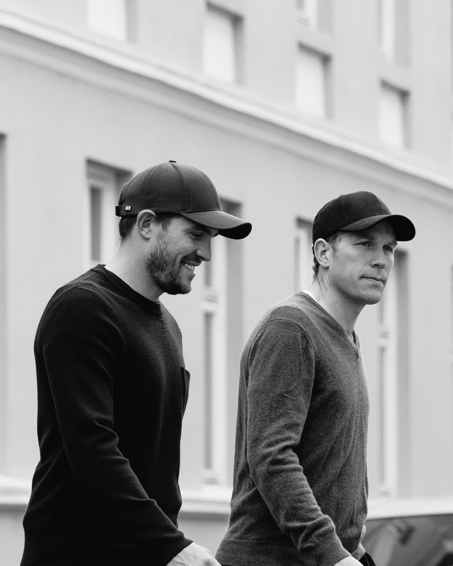 Founder of Varsity Headwear wearing baseball caps in the streets of Oslo