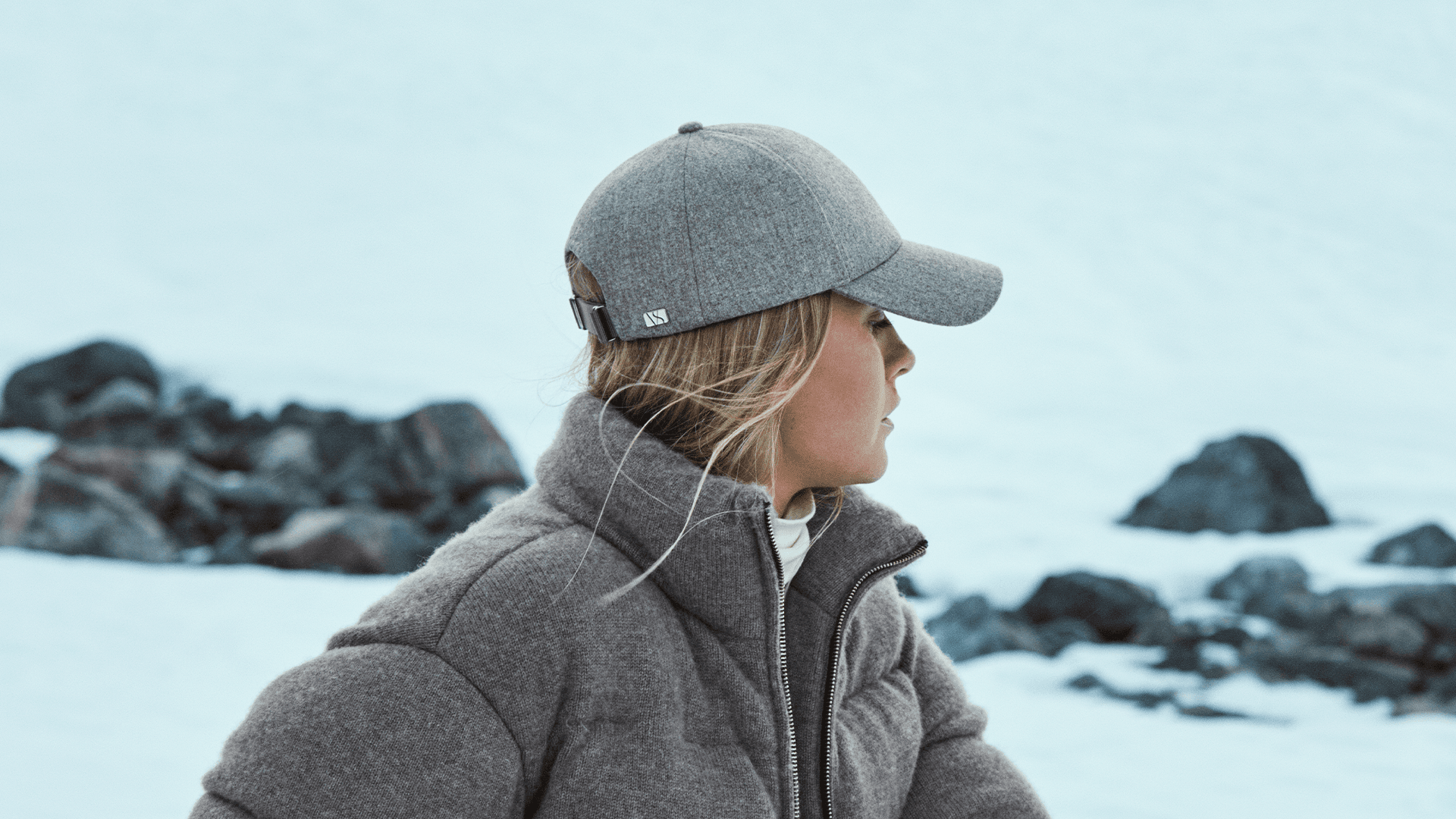 Light grey wool cap from varisty headwear displayed as the perfect gift for her
