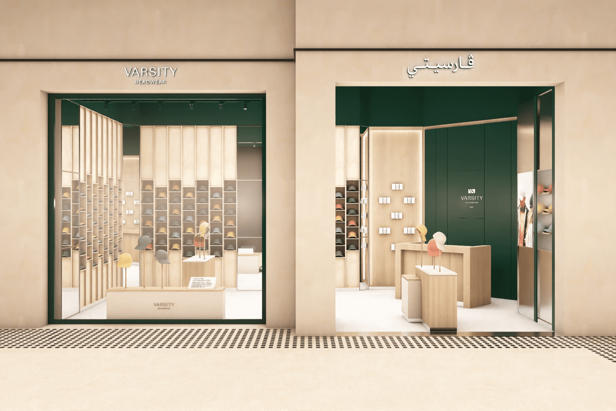 Illustrating image of Varsity Headwear store at Dubai Mall