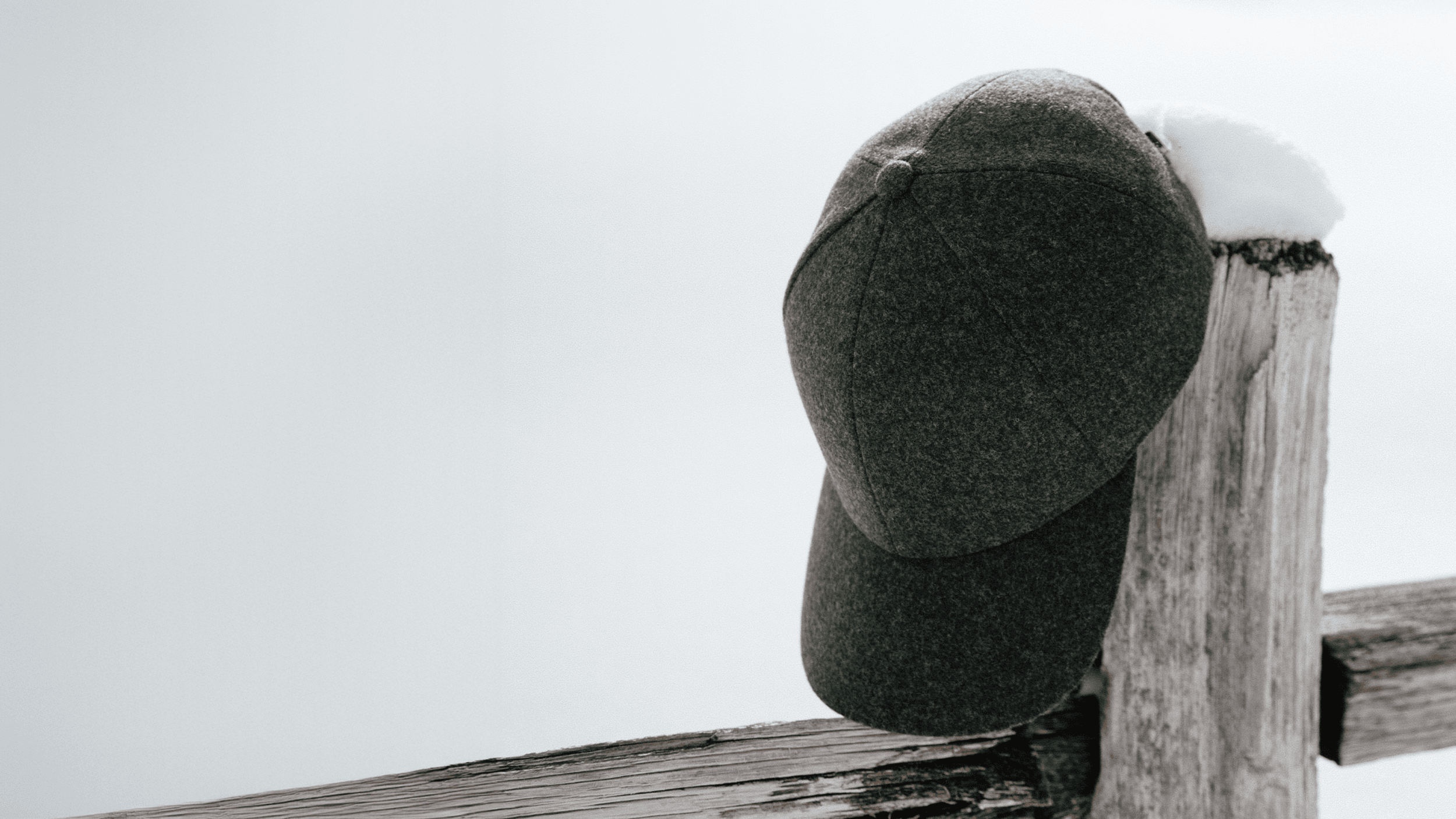 Green wool cap from varsity headwear in winter environment