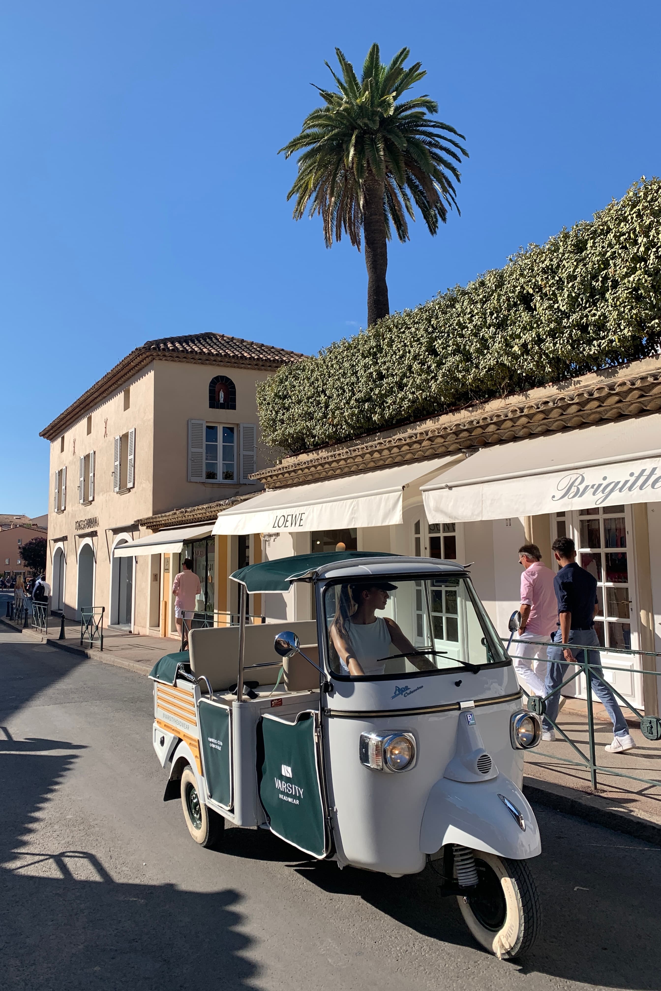Varsity Headwear car in shopping street in Saint-Tropez