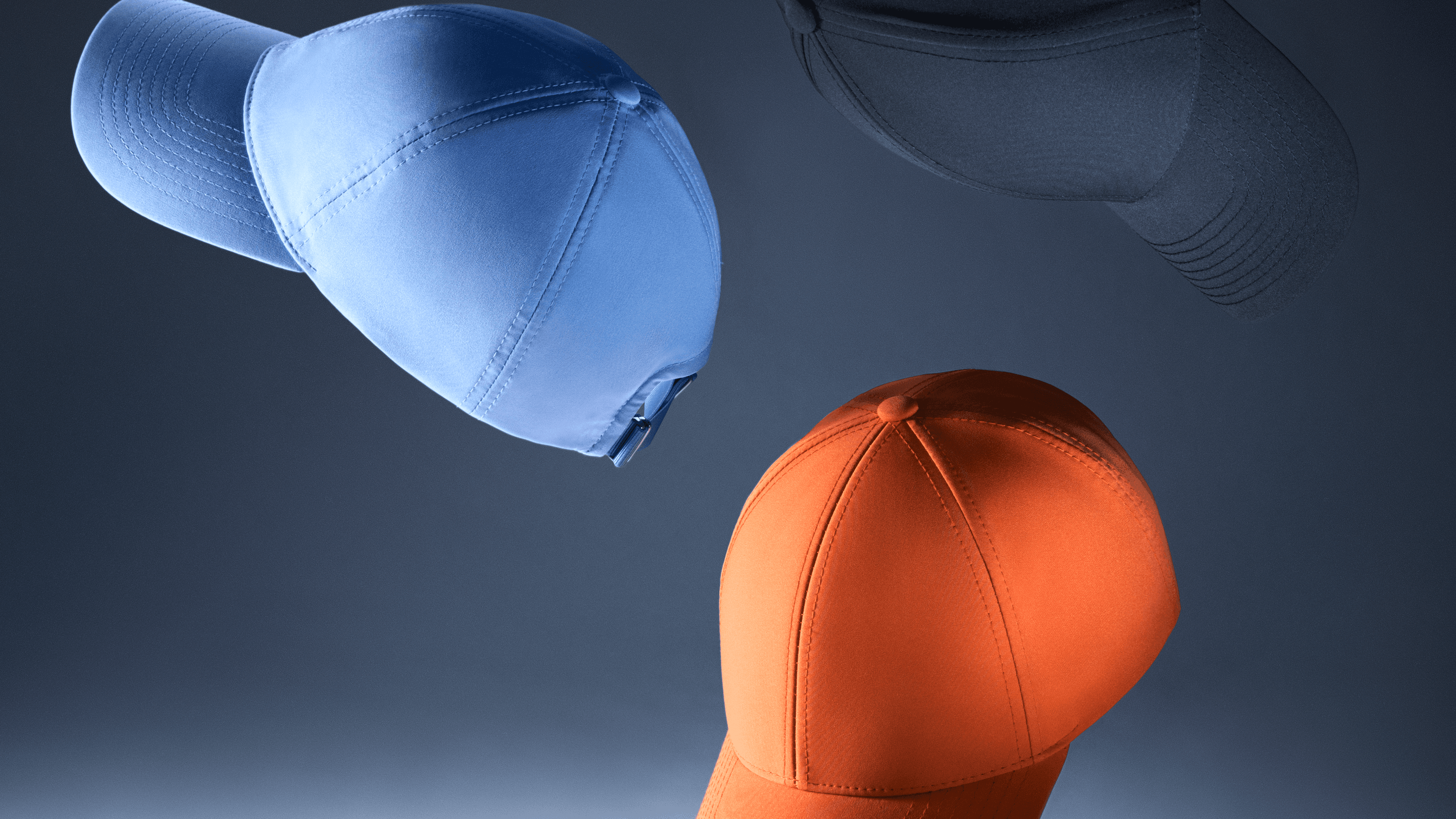 Athletic sport bestselling caps from varsity headwear in orange, blue and navy