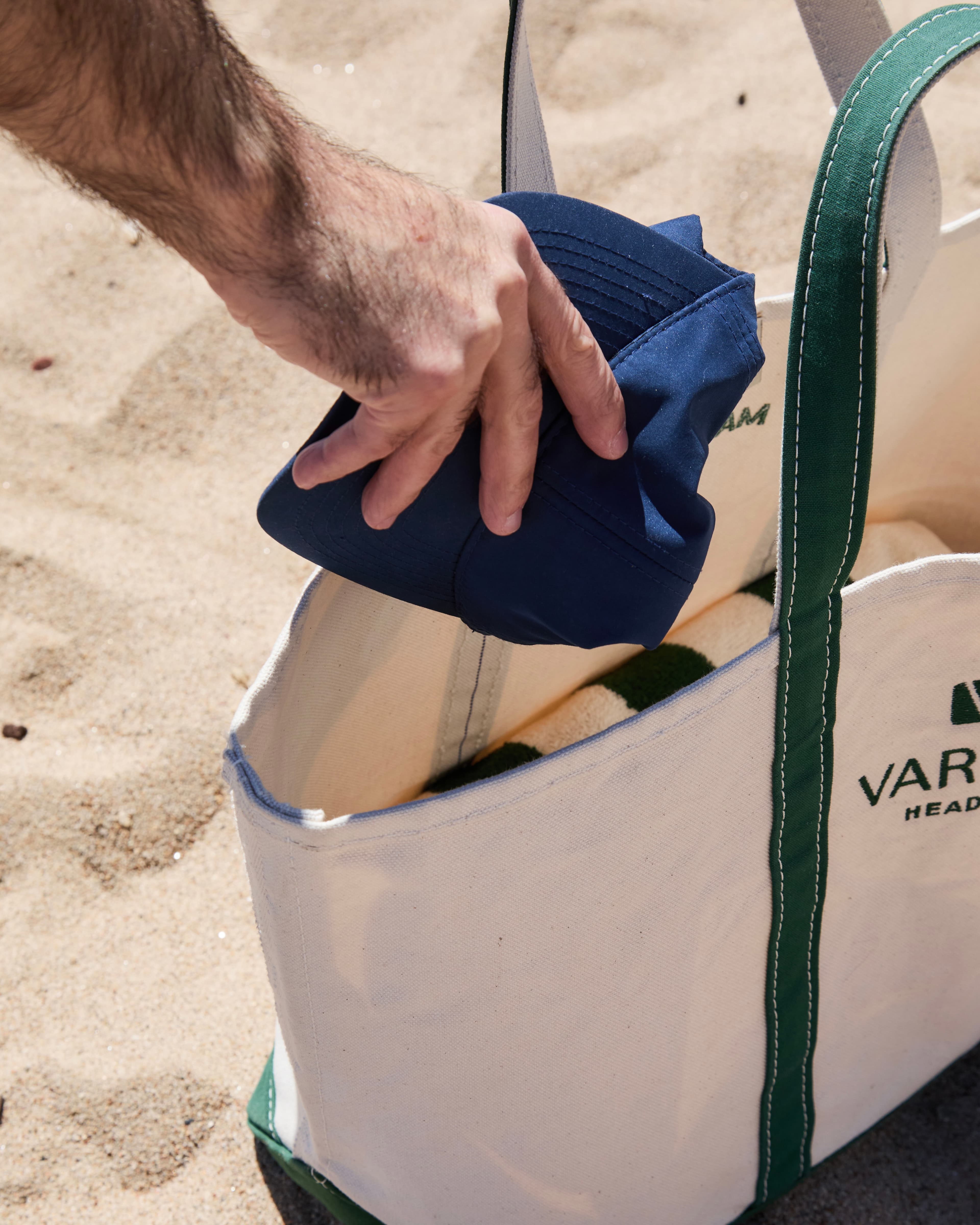 Blue legacy soft cap packed in beachbag