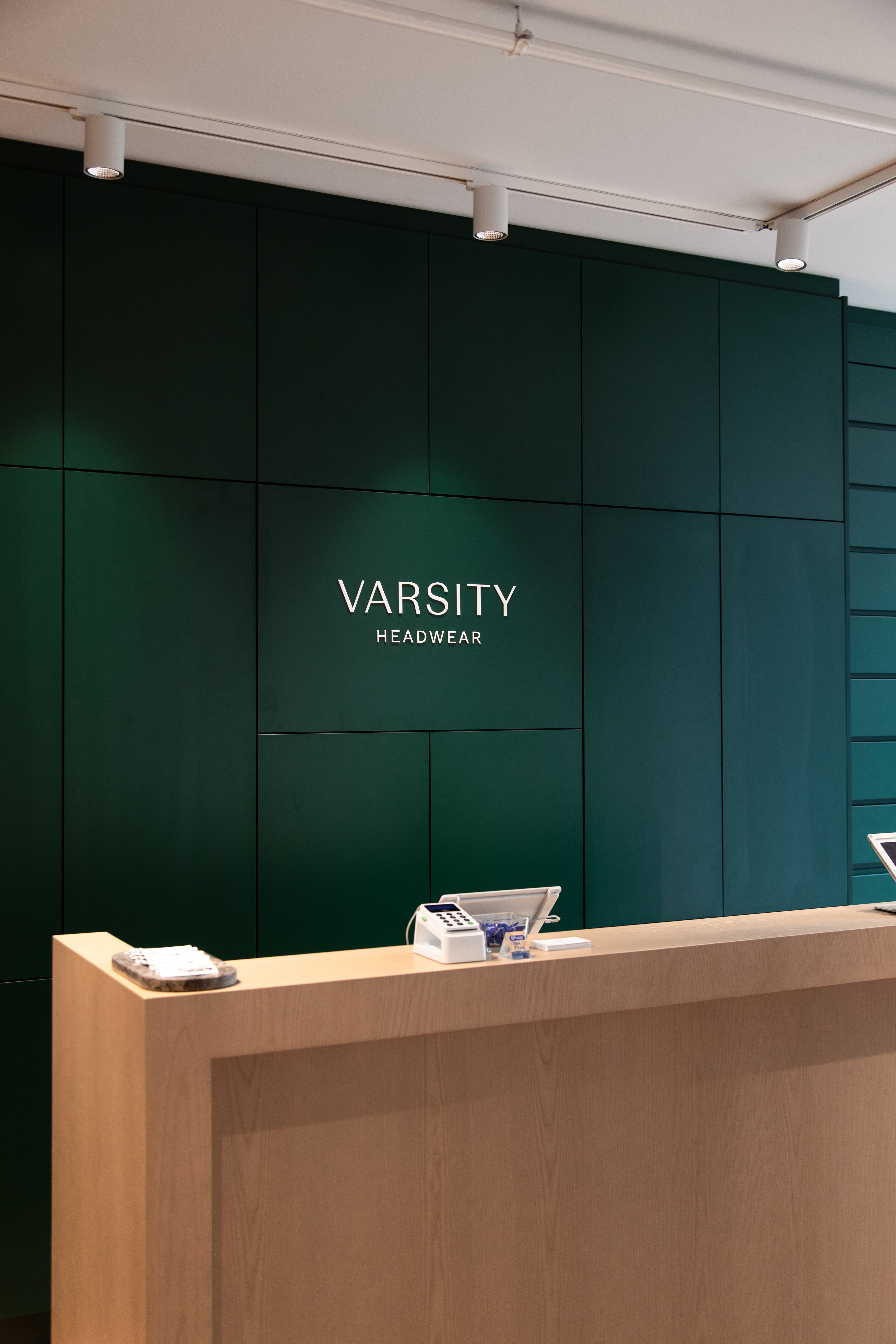 Inside view of Varsity headwear concept store in Oslo Norway