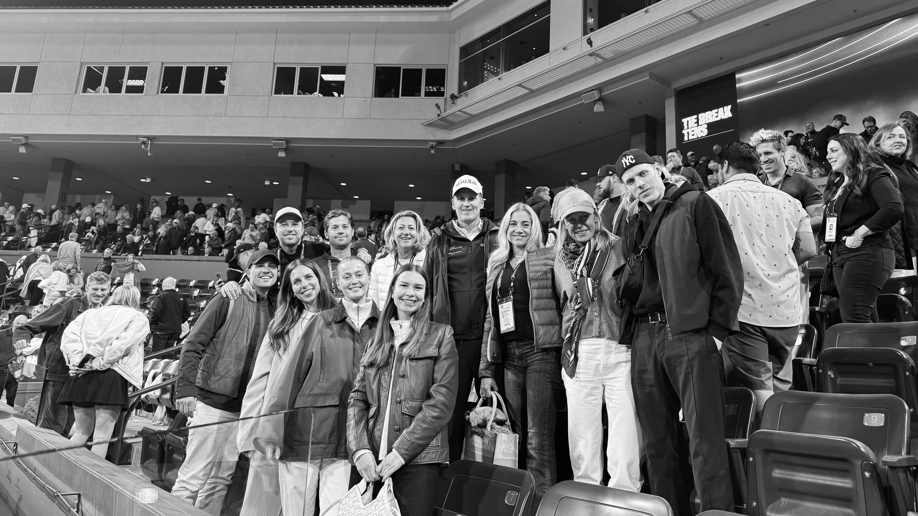 Team Ruud and team Varsity headwear at tennis match in collaboration with campaign shoot in Palm Springs