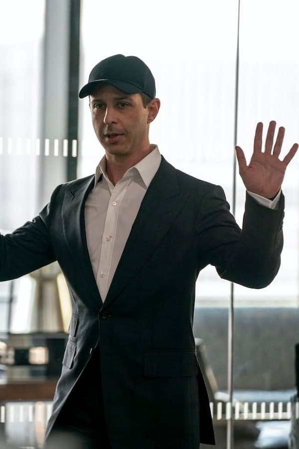 Picture of actor Jeremy Strong from the HBO series succession wearing baseball cap