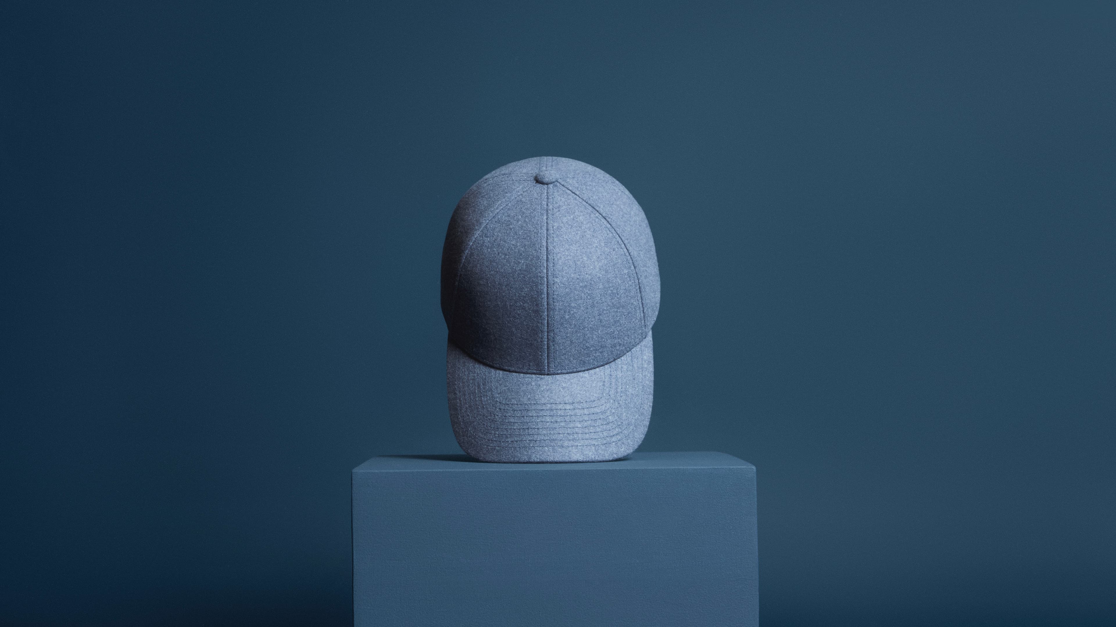 Front view of a sky blue merino wool cap from Varsity Headwear