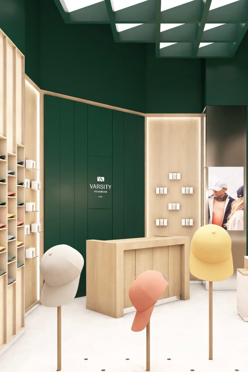 Illustration of Varsity Headwear store in Dubai Mall