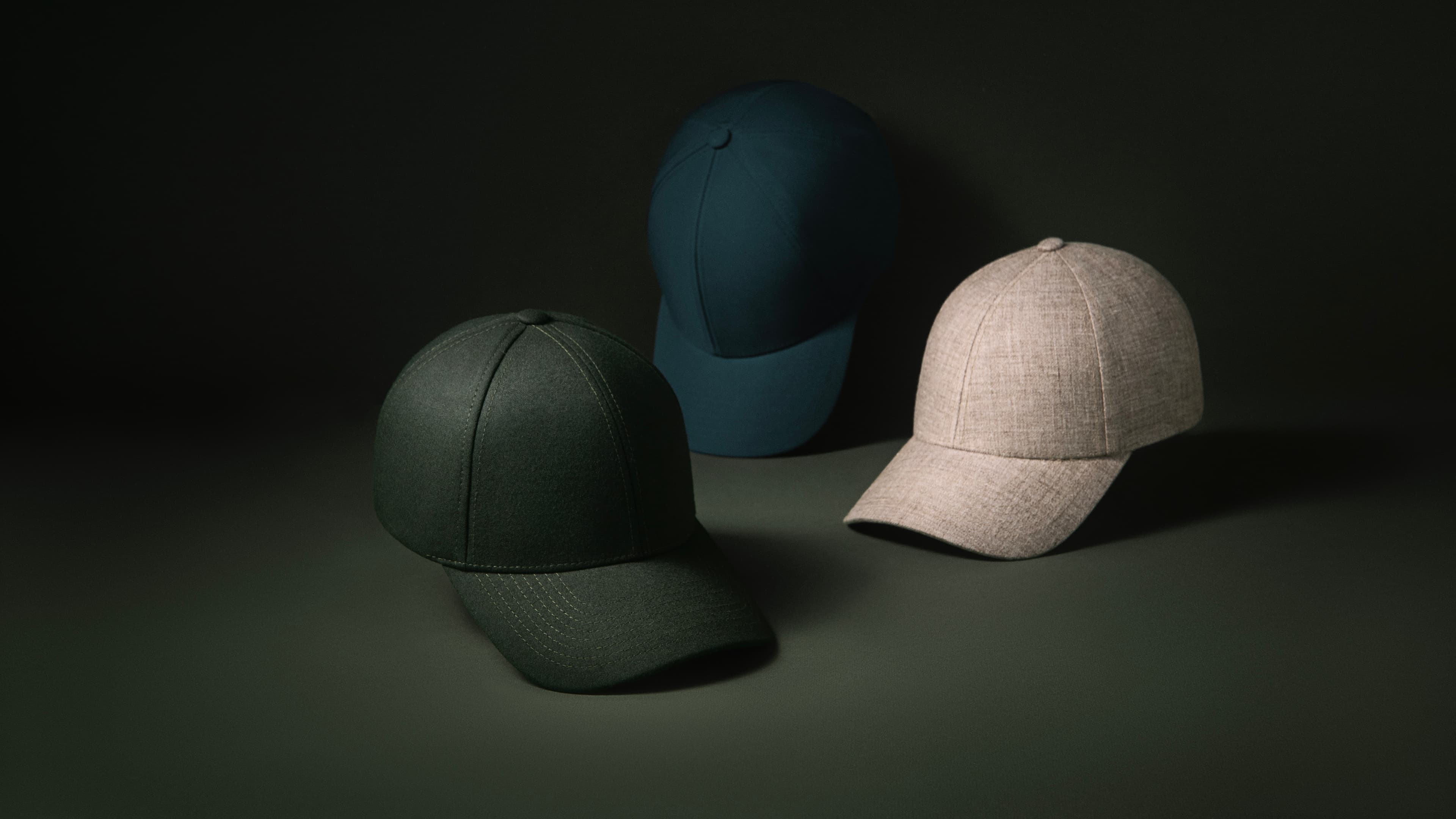 Front view of varsity headwear caps for gift guides