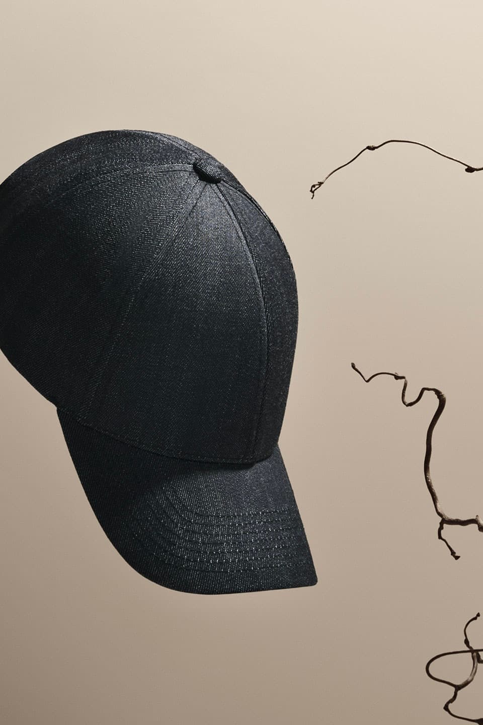 Front view of a legacy structured denim cap in raw indigo from Varsity Headwear