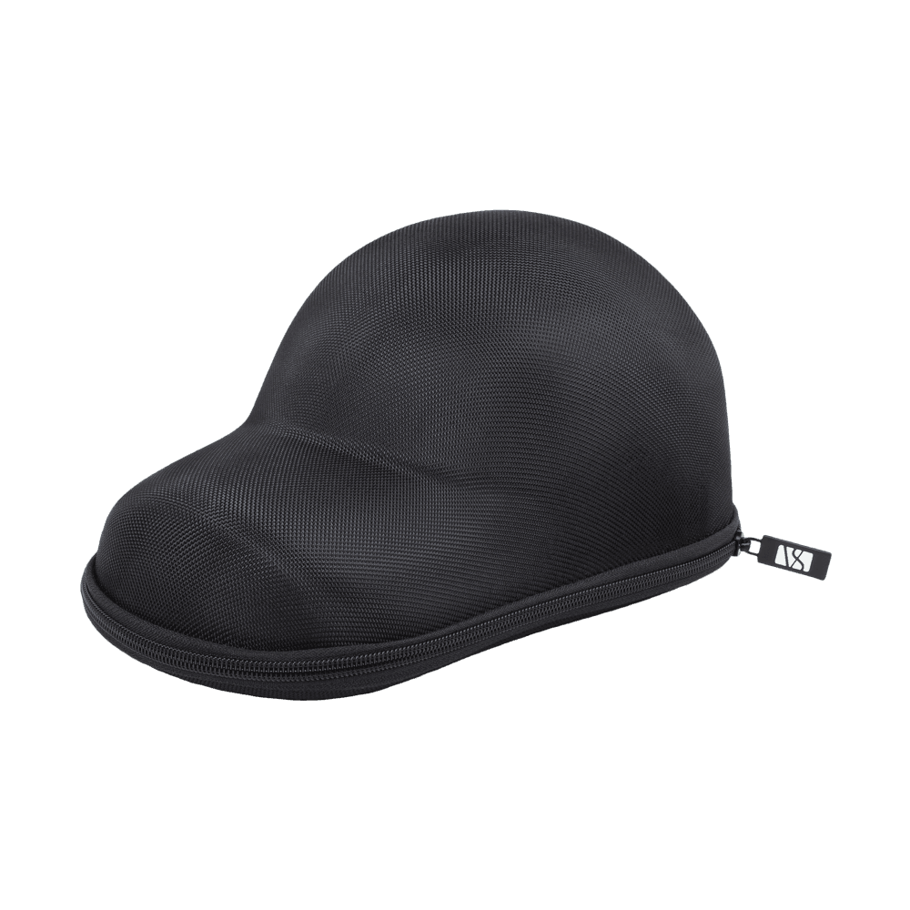 Front view of a closed Varsity Headwear black travel case for baseball caps