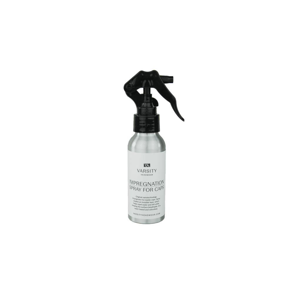 Front view of a Varsity Headwear protective spray to use on caps