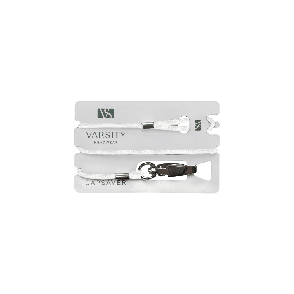 Front view of a Varsity Headwear cap saver in color white
