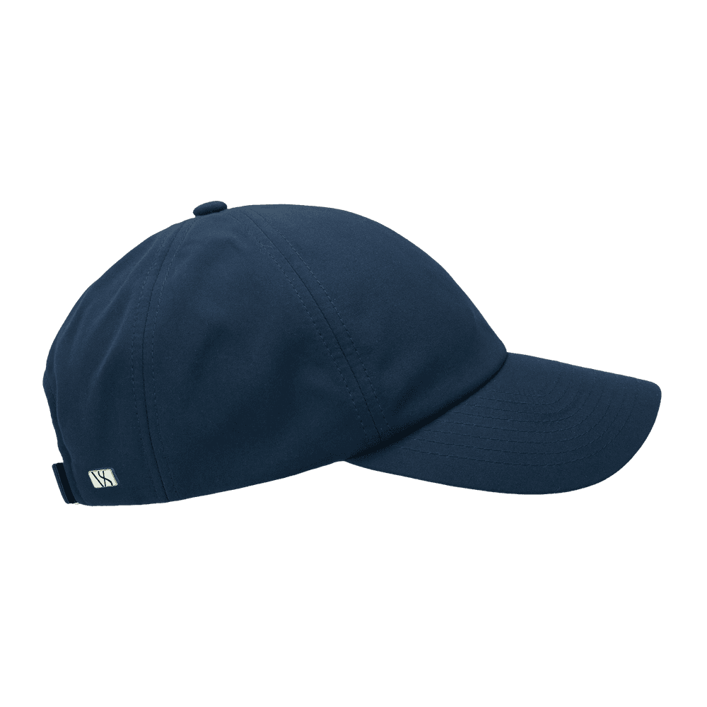 Side view of a prussian blue seaqual legacy soft baseball cap from Varsity Headwear