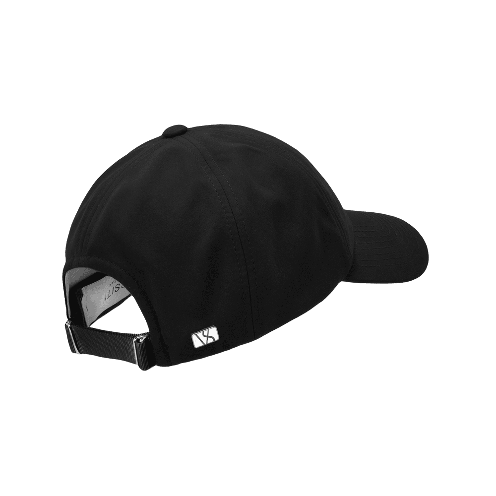 Back view of a Varsity Headwear legacy soft baseball cap in seaqual, shown in color ebony black